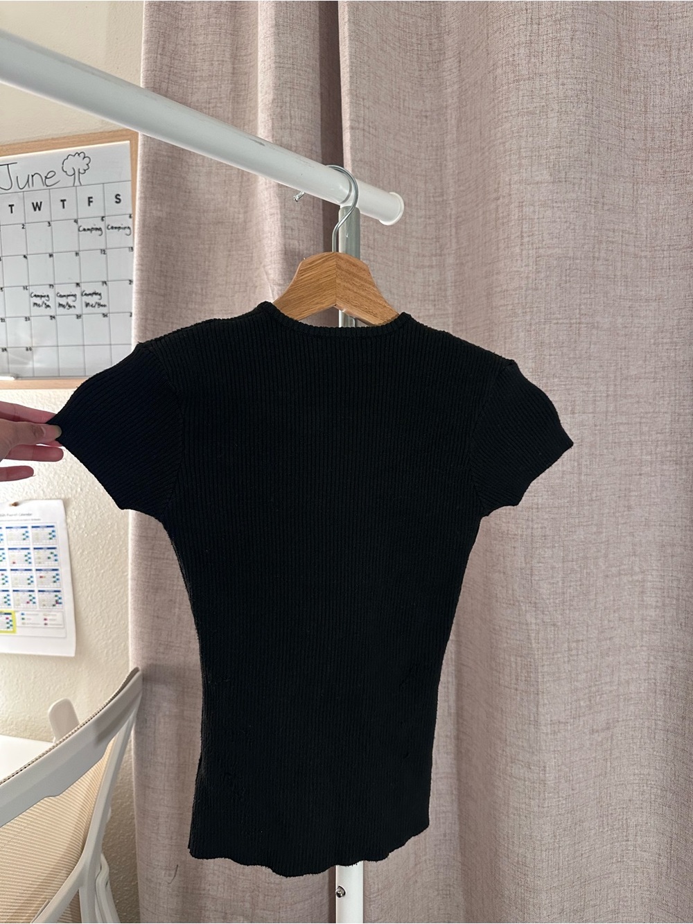 Princess Polly Black Ribbed Button-Up Tee - Picture 5 of 8